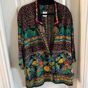 Carole Little cropped blouse & jacket . Tropical Floral pattern. 14.
